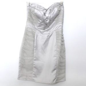 Silver satin metallic sequin Tulle cocktai…